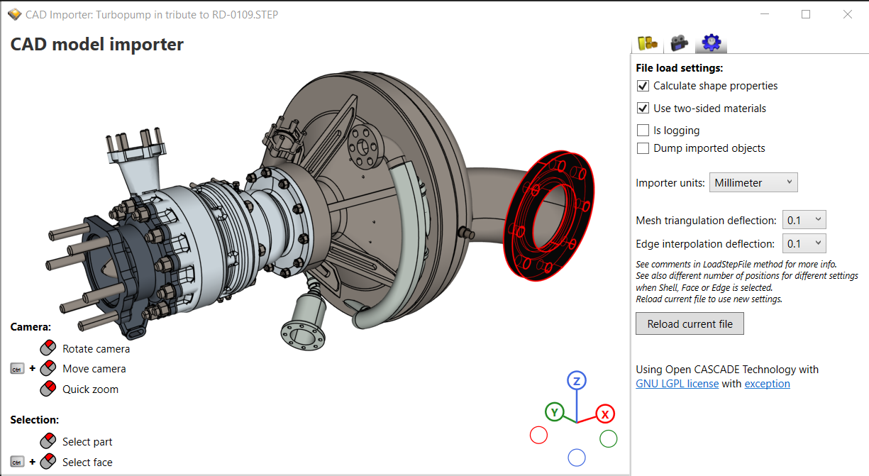 CAD Importer with import settings